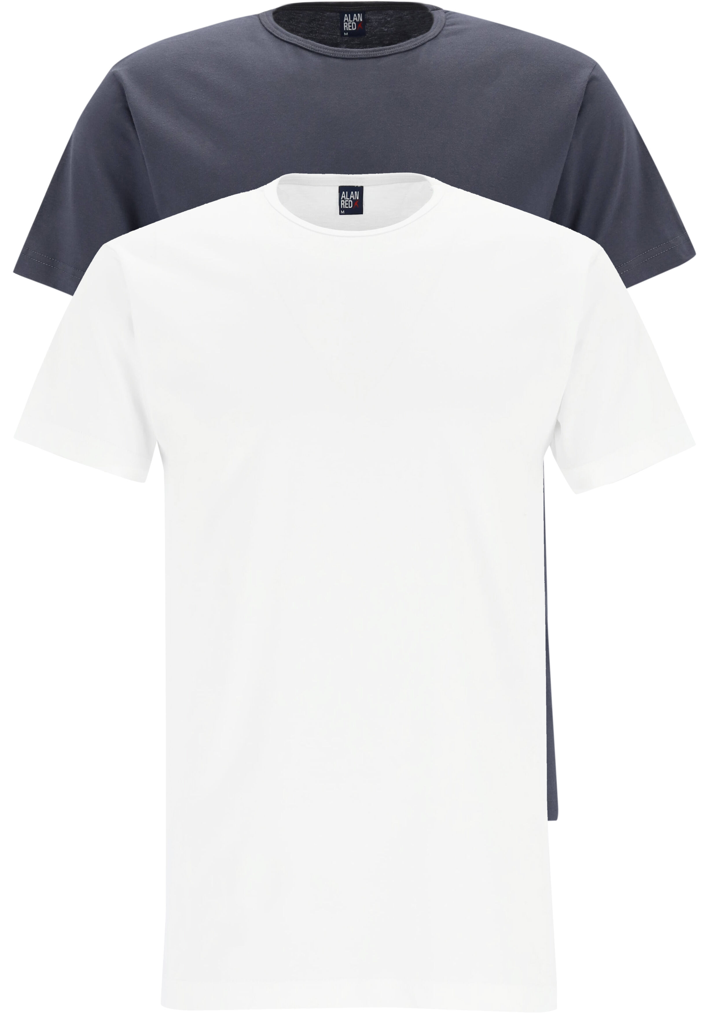 ALAN RED T-shirts Derby (2-pack), O-hals, wit en antraciet grijs